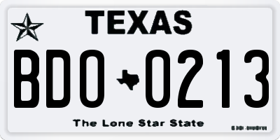 TX license plate BDO0213