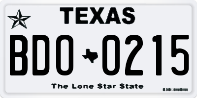 TX license plate BDO0215
