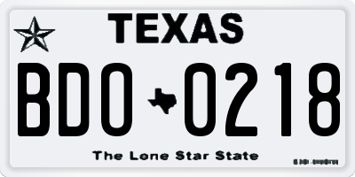 TX license plate BDO0218