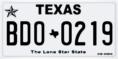 TX license plate BDO0219