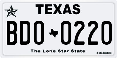 TX license plate BDO0220