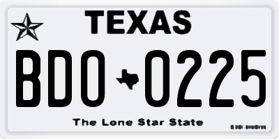 TX license plate BDO0225