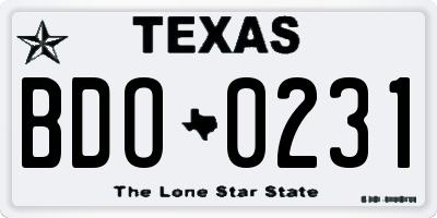 TX license plate BDO0231