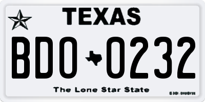 TX license plate BDO0232