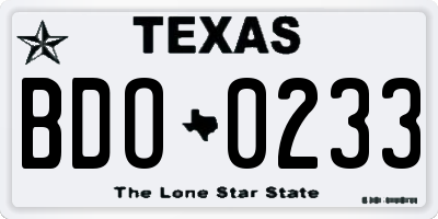 TX license plate BDO0233