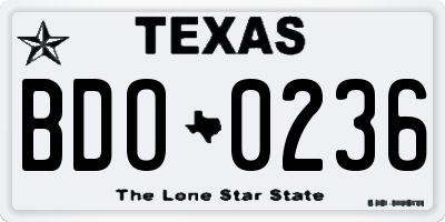 TX license plate BDO0236
