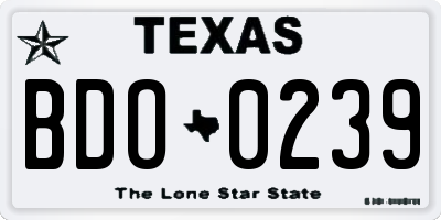 TX license plate BDO0239