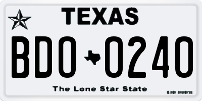 TX license plate BDO0240