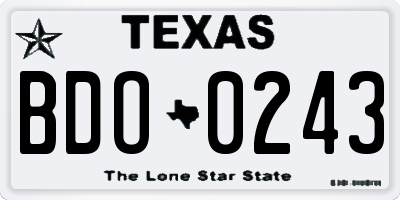 TX license plate BDO0243