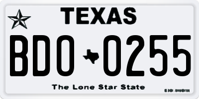 TX license plate BDO0255