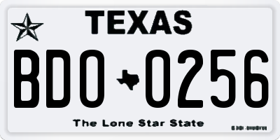 TX license plate BDO0256