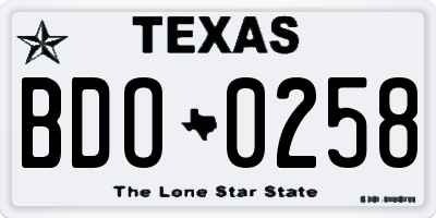 TX license plate BDO0258