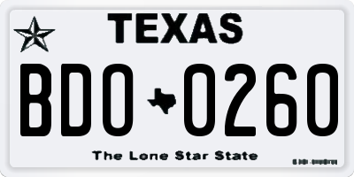 TX license plate BDO0260