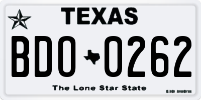 TX license plate BDO0262