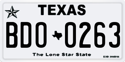 TX license plate BDO0263