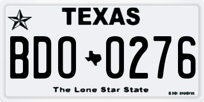 TX license plate BDO0276