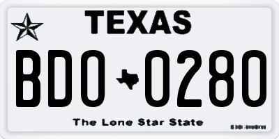 TX license plate BDO0280