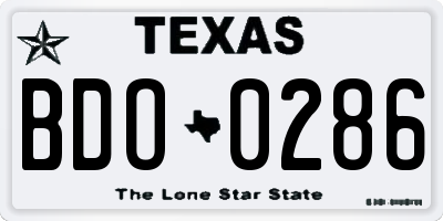 TX license plate BDO0286