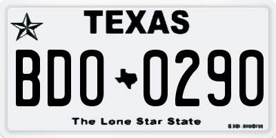 TX license plate BDO0290