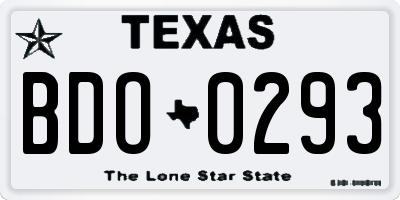 TX license plate BDO0293