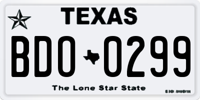 TX license plate BDO0299