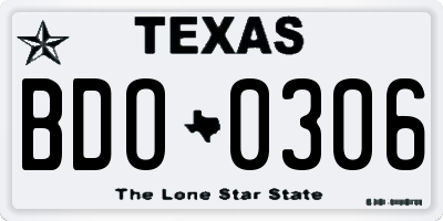 TX license plate BDO0306