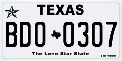 TX license plate BDO0307