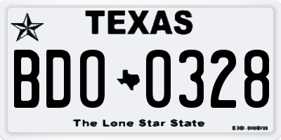 TX license plate BDO0328