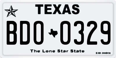 TX license plate BDO0329