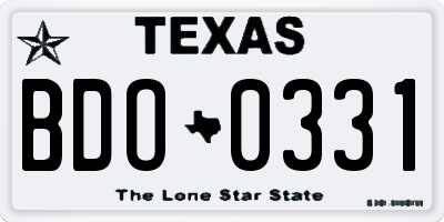 TX license plate BDO0331
