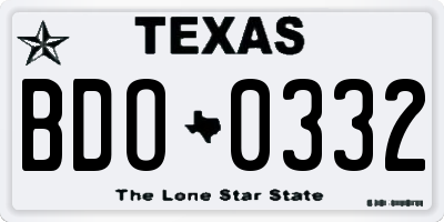 TX license plate BDO0332