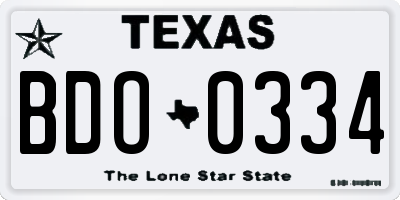 TX license plate BDO0334