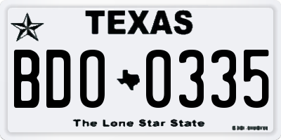 TX license plate BDO0335
