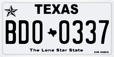 TX license plate BDO0337