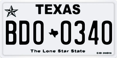 TX license plate BDO0340