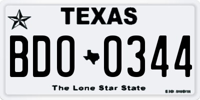 TX license plate BDO0344