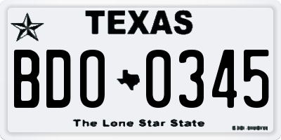 TX license plate BDO0345