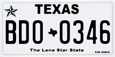TX license plate BDO0346