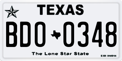 TX license plate BDO0348