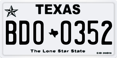 TX license plate BDO0352