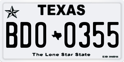 TX license plate BDO0355