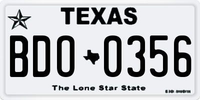 TX license plate BDO0356