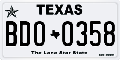 TX license plate BDO0358