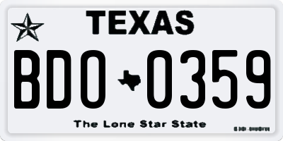 TX license plate BDO0359