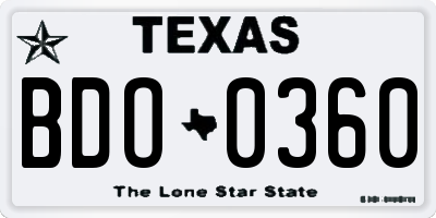 TX license plate BDO0360