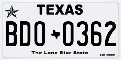 TX license plate BDO0362