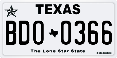 TX license plate BDO0366