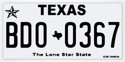 TX license plate BDO0367