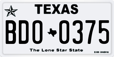 TX license plate BDO0375