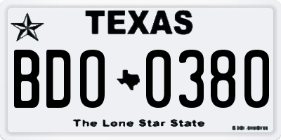 TX license plate BDO0380